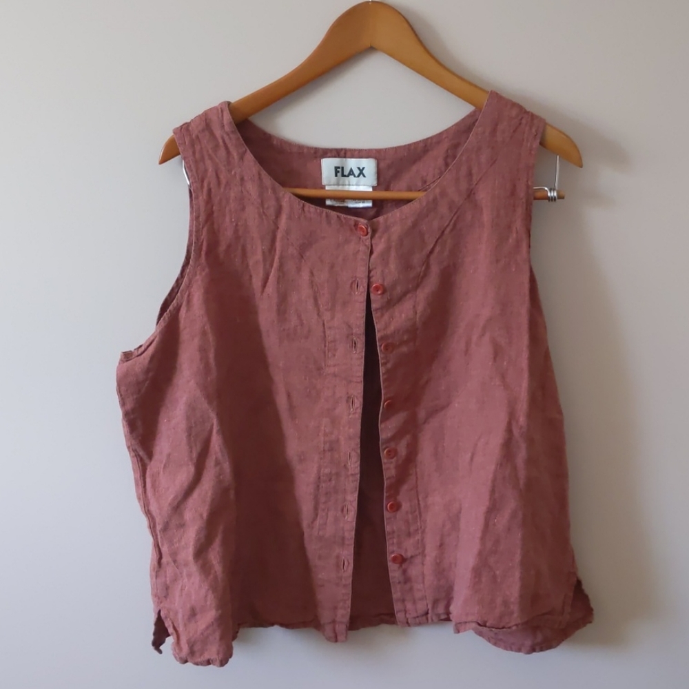 Flax linen button down top size large